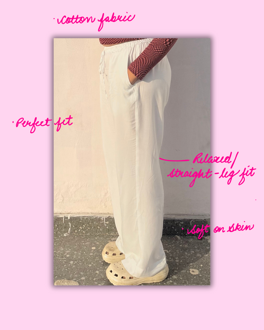 Ease Pant – Classic White Cotton Straight-fit