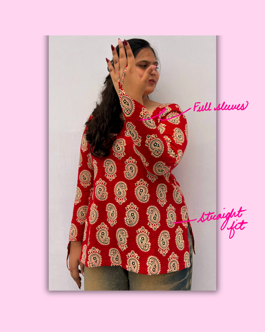 Anantaya – Red Paisley Cotton Kurti