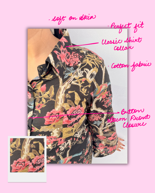 Yaami – Black Floral Cotton Shirt