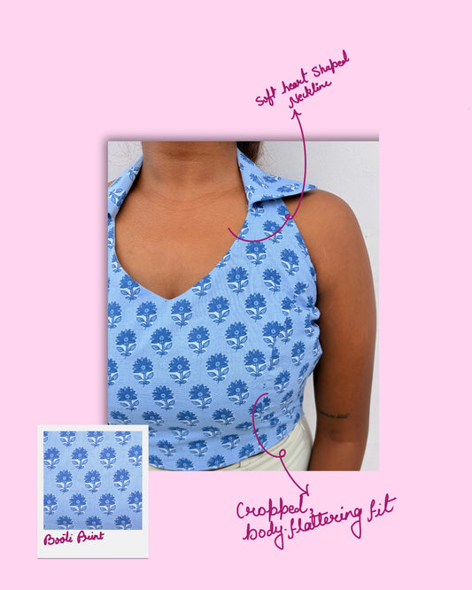 Niwara – Blue halter neck top