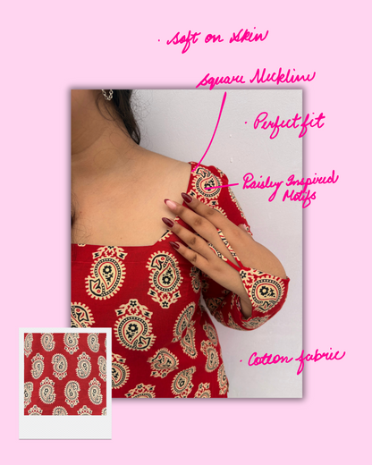 Anantaya – Red Paisley Cotton Kurti