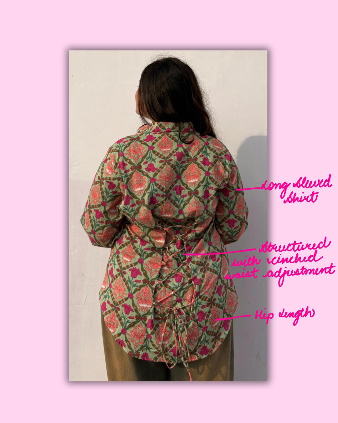 Arunika – Pastel Pink Floral Cotton Shirt