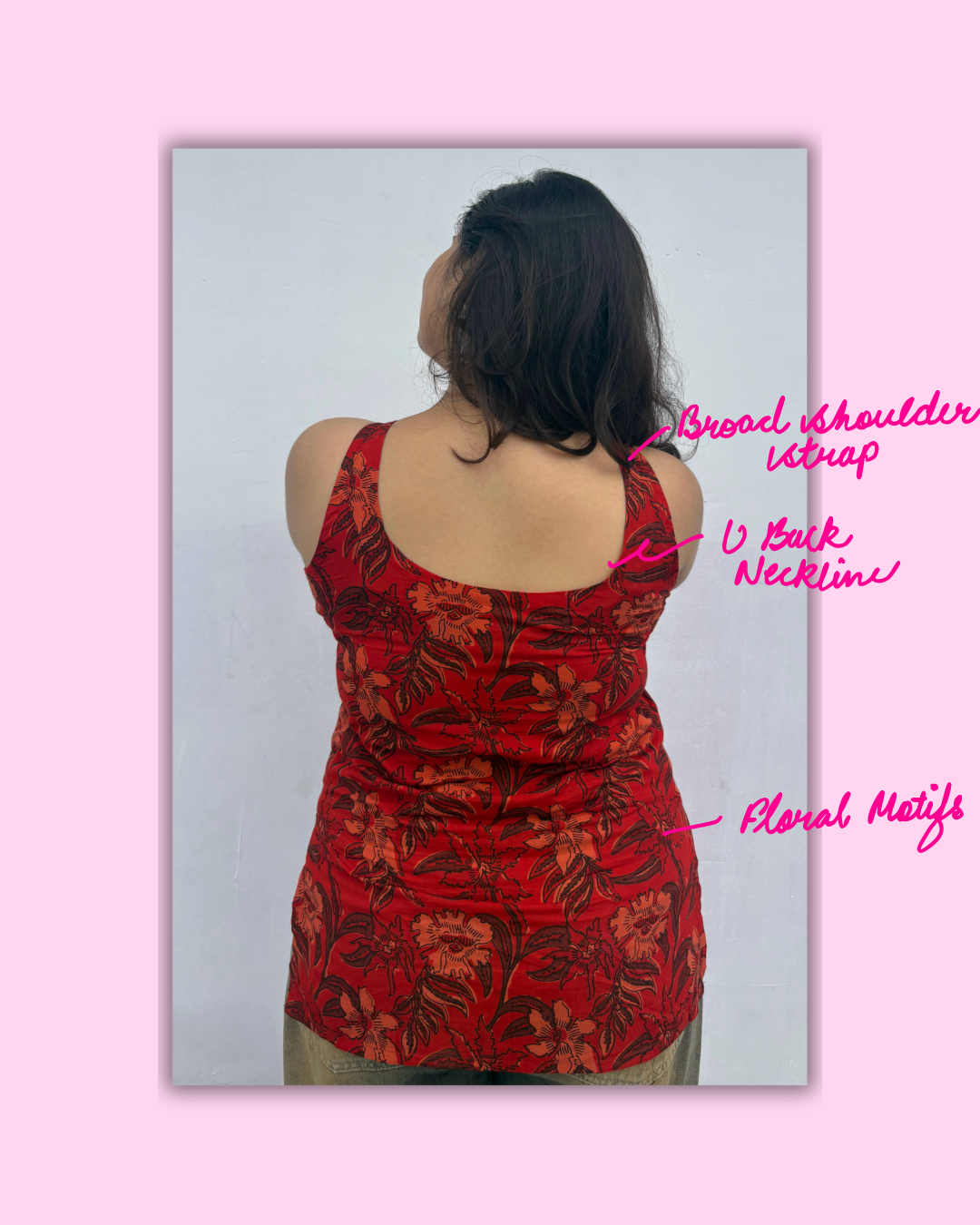 Gulnar – Red Floral Cotton Kurti