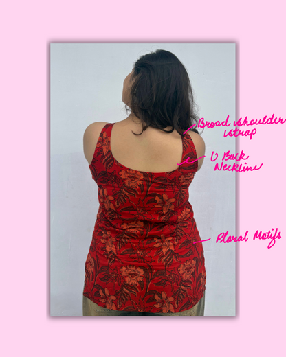 Gulnar – Red Floral Cotton Kurti