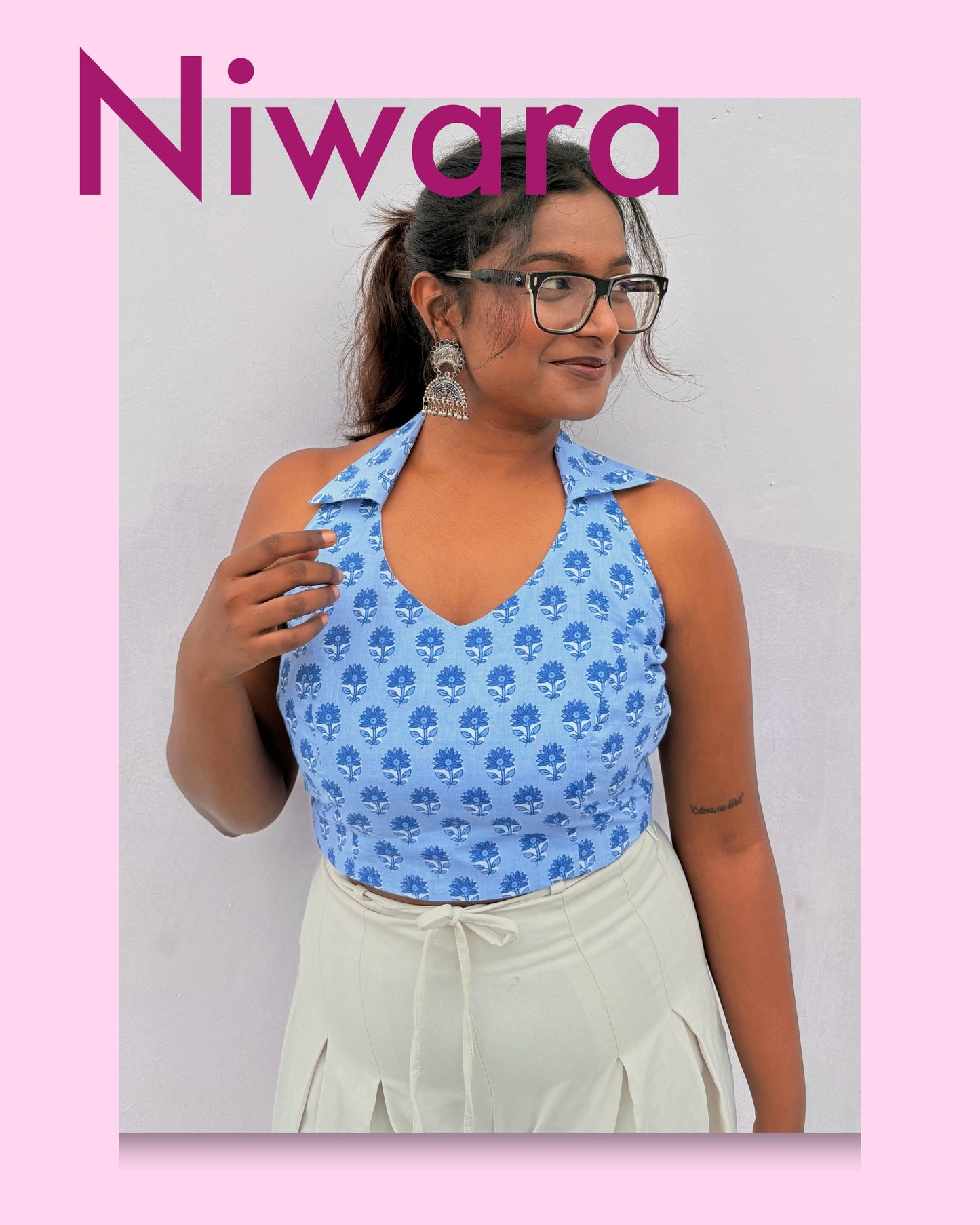 Niwara – Blue halter neck top