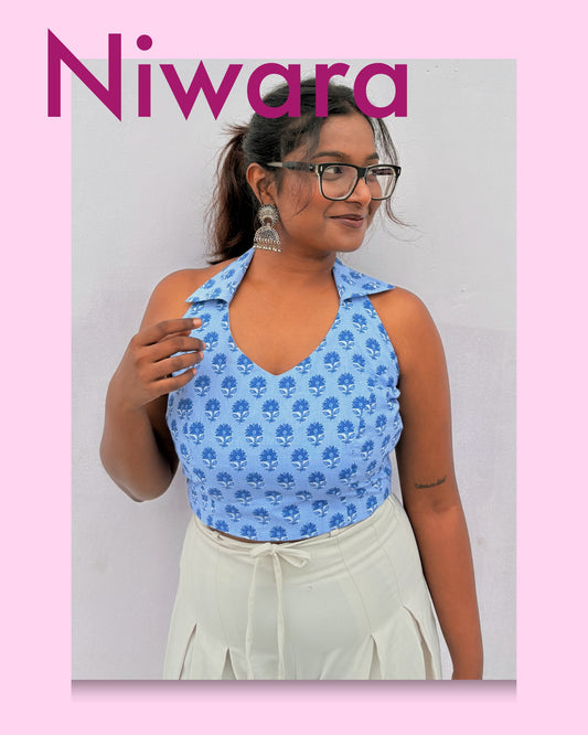 Niwara – Blue halter neck top