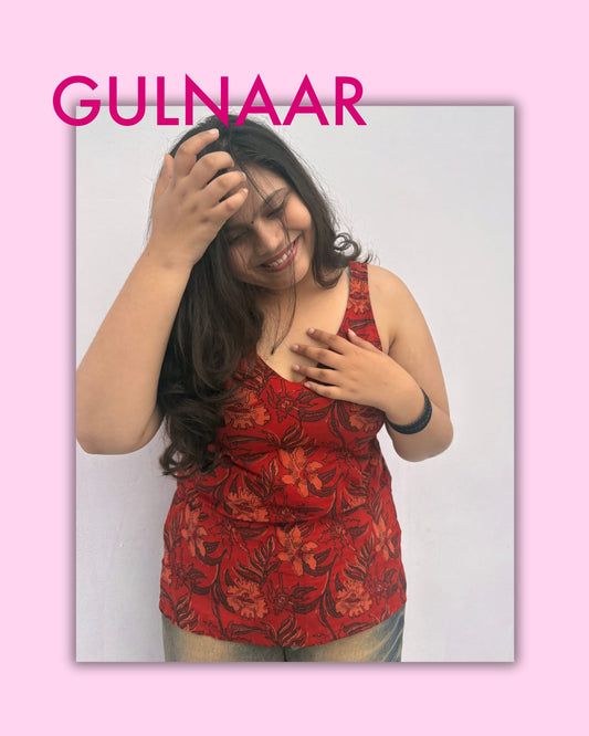 Gulnar – Red Floral Cotton Kurti